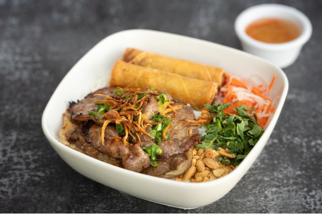 Grilled pork and egg rolls vermicelli